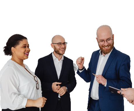 Group of four professionals discussing ideas, showcasing teamwork and collaboration.