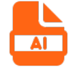 Orange icon of a folded page with 'AI' written on it, representing artificial intelligence and digital documents.