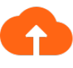 Orange cloud icon with an upward arrow, representing cloud uploading services with TechnicaX on Microsoft Azure.