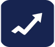 Icon with white upward arrow on dark blue background, representing growth and customer relationship enhancement for Dynamics 365 CE by TechnicaX.