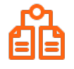 Orange network icon representing data connectivity and analytics for TechnicaX Power BI - Analytics & Business Intelligence.