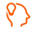 Orange silhouette of a human head with a lightbulb inside, representing innovative thinking, used as a logo for TechnicaX, focused on Power BI analytics and business intelligence.