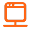 Orange computer icon symbolizing collaborative business solutions by TechnicaX and SharePoint.