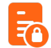 Orange document icon with a lock symbol overlay, representing secure document sharing and collaboration.